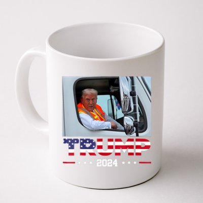 Donald Trump Rides In Garbage Truck Coffee Mug