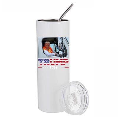 Donald Trump Rides In Garbage Truck Stainless Steel Tumbler