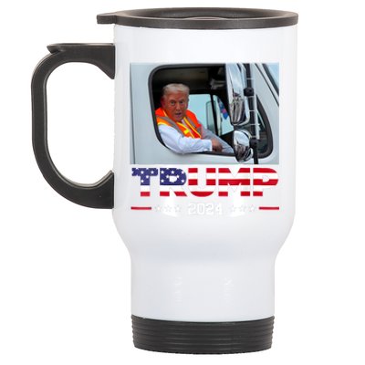 Donald Trump Rides In Garbage Truck Stainless Steel Travel Mug