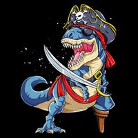 Dinosaur T Rex Pirate Jolly Roger Halloween Gifts Sustainable Bucket Hat
