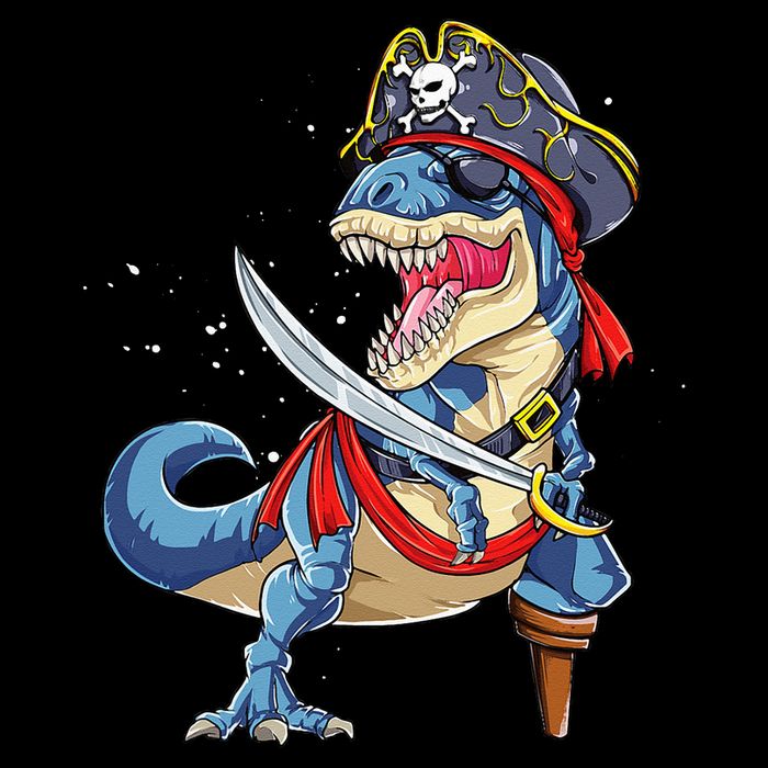 Dinosaur T Rex Pirate Jolly Roger Halloween Gifts Sustainable Bucket Hat