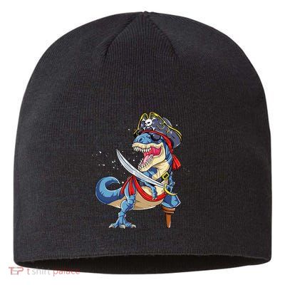 Dinosaur T Rex Pirate Jolly Roger Halloween Gifts Sustainable Beanie