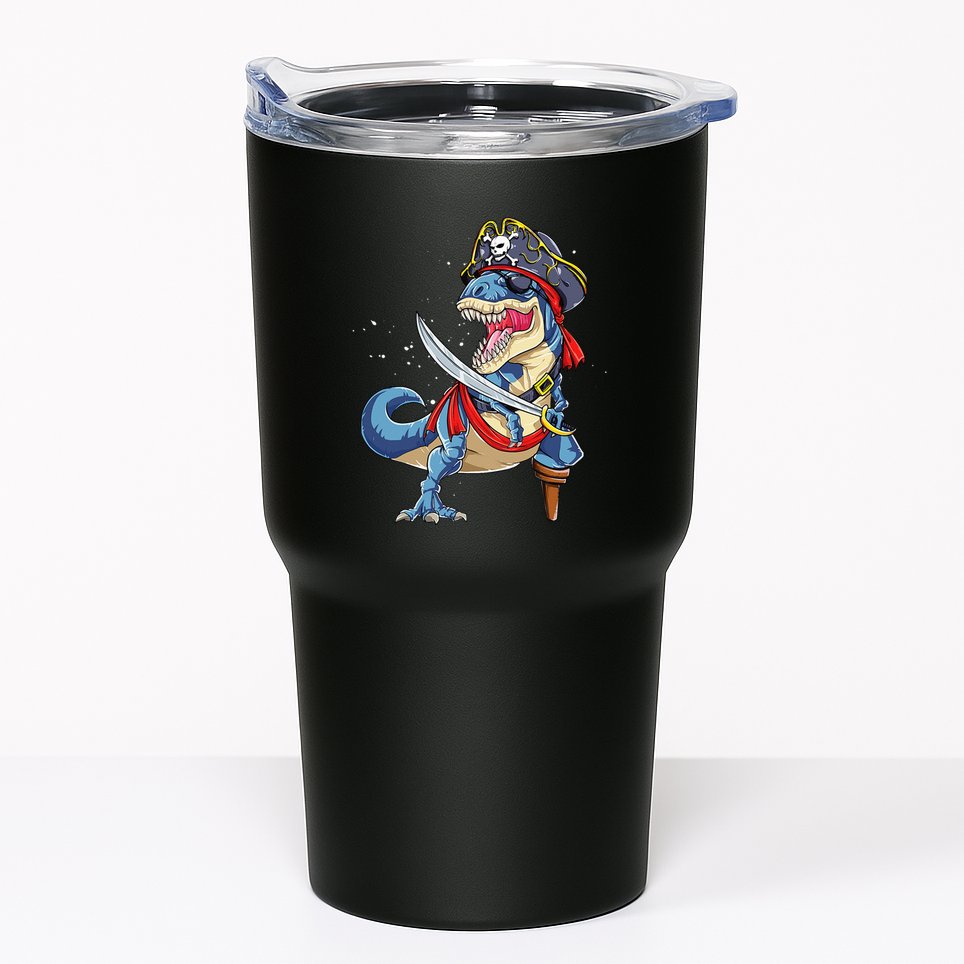 Dinosaur T Rex Pirate Jolly Roger Halloween Gifts Tumbler