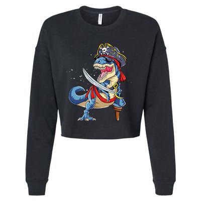 Dinosaur T Rex Pirate Jolly Roger Halloween Gifts Cropped Pullover Crew
