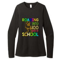 Dinosaur T Rex Roaring Into 100 Days Of School Teacher Womens CVC Long Sleeve Shirt