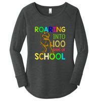 Dinosaur T Rex Roaring Into 100 Days Of School Teacher Women's Perfect Tri Tunic Long Sleeve Shirt