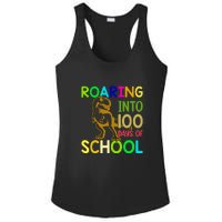 Dinosaur T Rex Roaring Into 100 Days Of School Teacher Ladies PosiCharge Competitor Racerback Tank