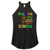 Dinosaur T Rex Roaring Into 100 Days Of School Teacher Women's Perfect Tri Rocker Tank