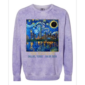 Dallas Texas Skyline Artistic Total Solar Eclipse 2024 Colorblast Crewneck Sweatshirt