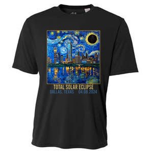 Dallas Texas Skyline Artistic Total Solar Eclipse 2024 Cooling Performance Crew T-Shirt