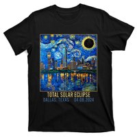 Dallas Texas Skyline Artistic Total Solar Eclipse 2024 T-Shirt