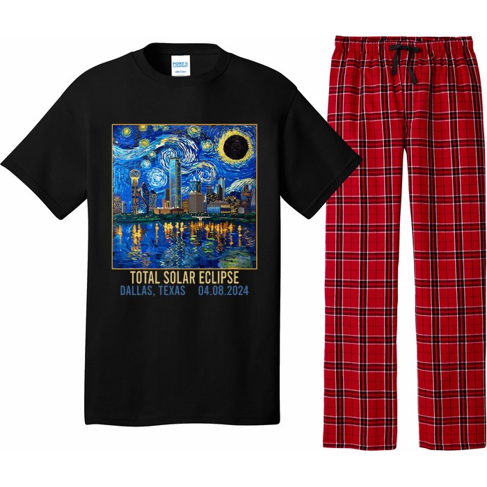 Dallas Texas Skyline Artistic Total Solar Eclipse 2024 Pajama Set