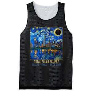 Dallas Texas Skyline Artistic Total Solar Eclipse 2024 Mesh Reversible Basketball Jersey Tank