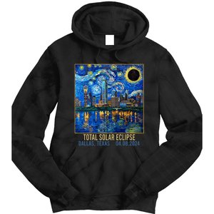 Dallas Texas Skyline Artistic Total Solar Eclipse 2024 Tie Dye Hoodie