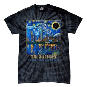 Dallas Texas Skyline Artistic Total Solar Eclipse 2024 Tie-Dye T-Shirt