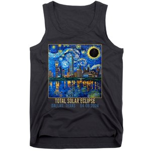 Dallas Texas Skyline Artistic Total Solar Eclipse 2024 Tank Top