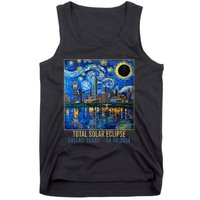 Dallas Texas Skyline Artistic Total Solar Eclipse 2024 Tank Top