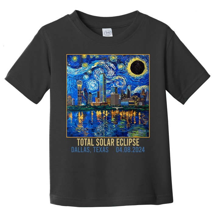 Dallas Texas Skyline Artistic Total Solar Eclipse 2024 Toddler T-Shirt