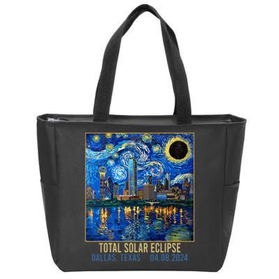 Dallas Texas Skyline Artistic Total Solar Eclipse 2024 Zip Tote Bag