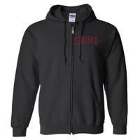 Denison Texas Souvenir College Style Red Text Full Zip Hoodie