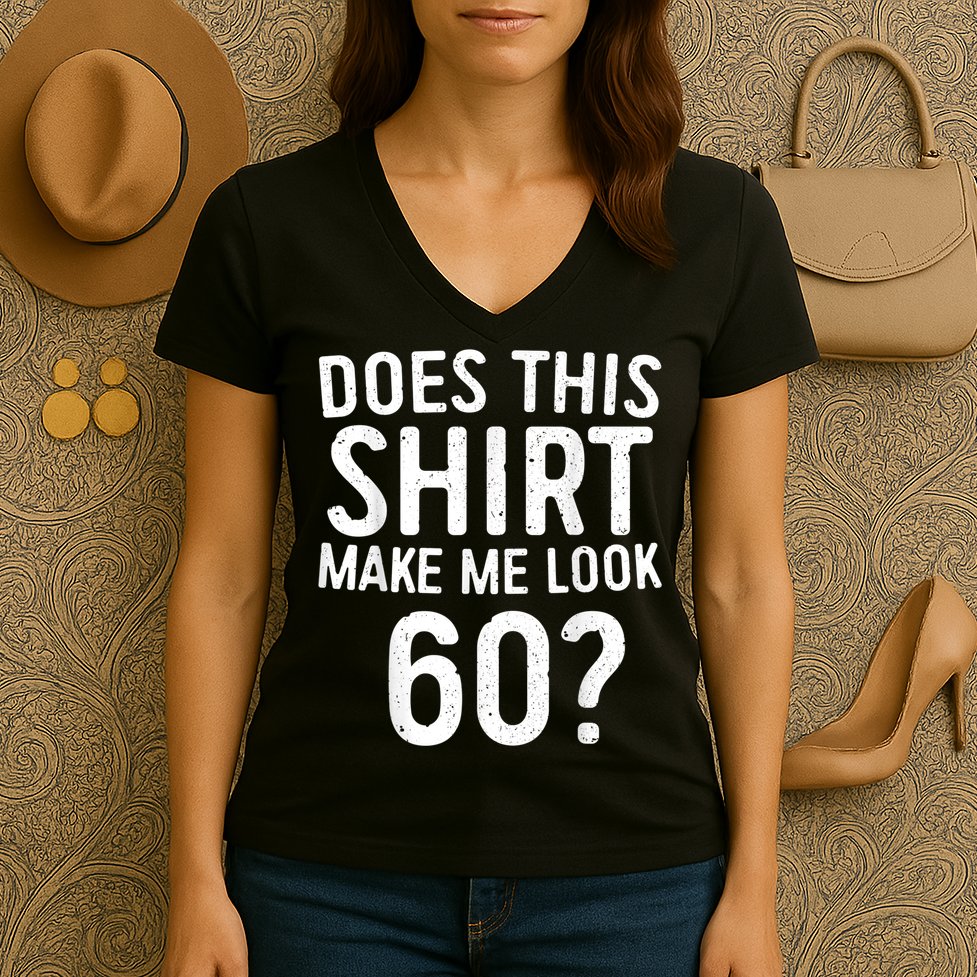 Does This Shirt Make Me Look 60 60th Birthday Gift shirt Women's V-Neck T-Shirt