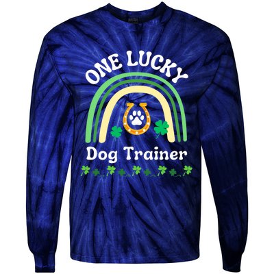 Dog Trainer St Patrick's Day Irish Shamrock Dog Paw Premium Tie-Dye Long Sleeve Shirt