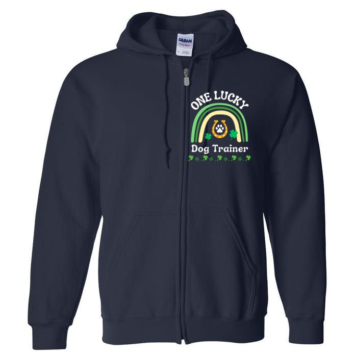 Dog Trainer St Patrick's Day Irish Shamrock Dog Paw Premium Full Zip Hoodie