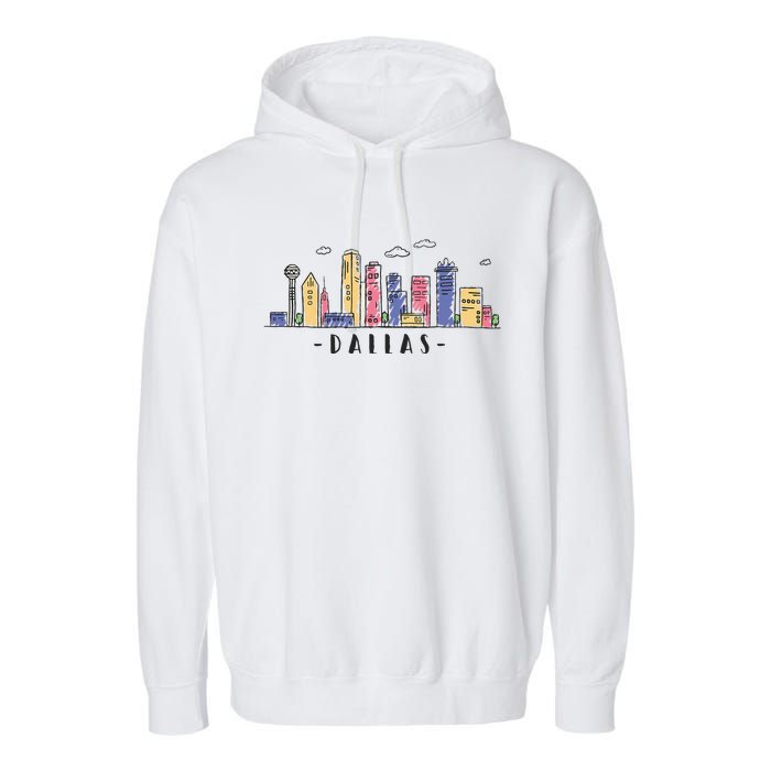 Dallas Texas Skyline Vintage Dallas Tx Garment-Dyed Fleece Hoodie