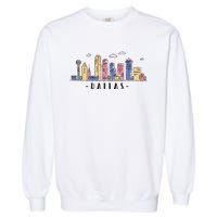 Dallas Texas Skyline Vintage Dallas Tx Garment-Dyed Sweatshirt