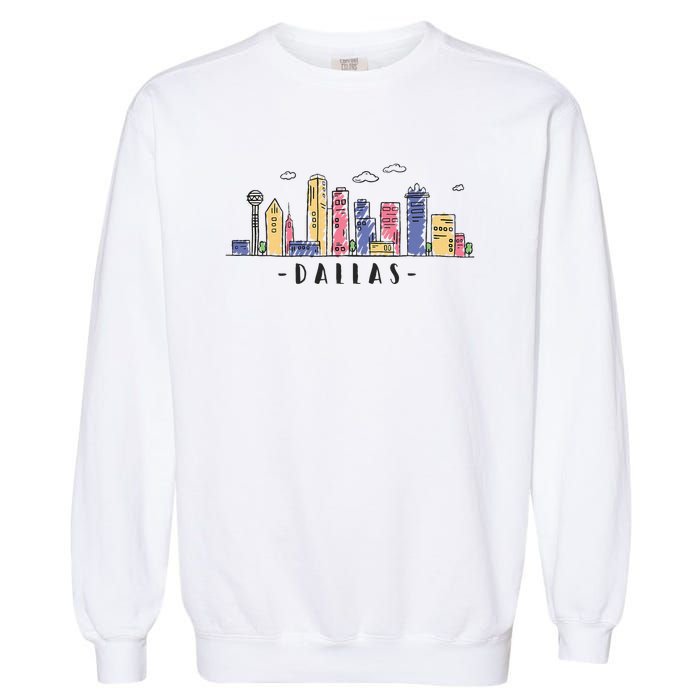 Dallas Texas Skyline Vintage Dallas Tx Garment-Dyed Sweatshirt