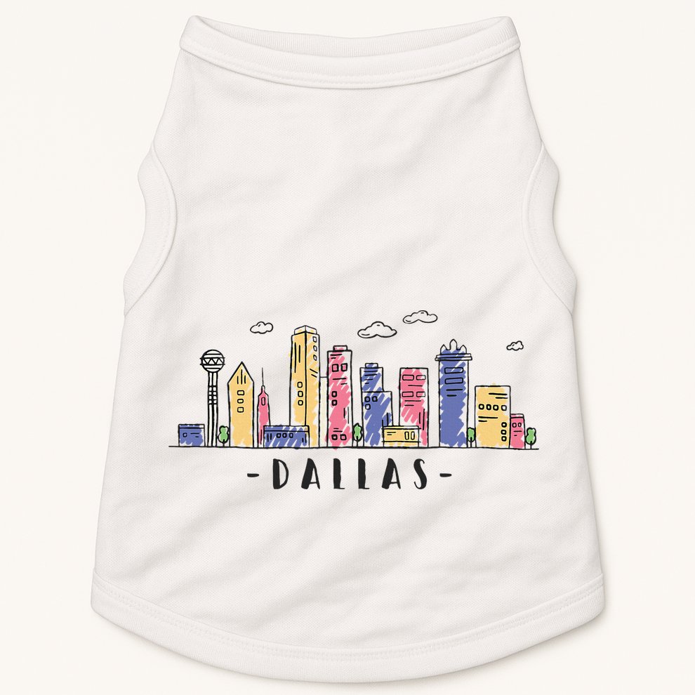 Dallas Texas Skyline Vintage Dallas Tx Doggie Tank