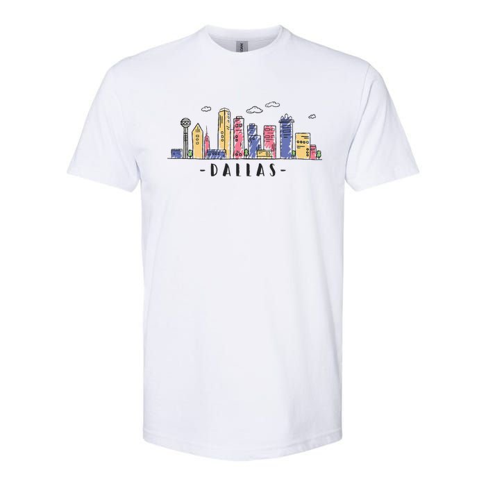 Dallas Texas Skyline Vintage Dallas Tx Softstyle CVC T-Shirt