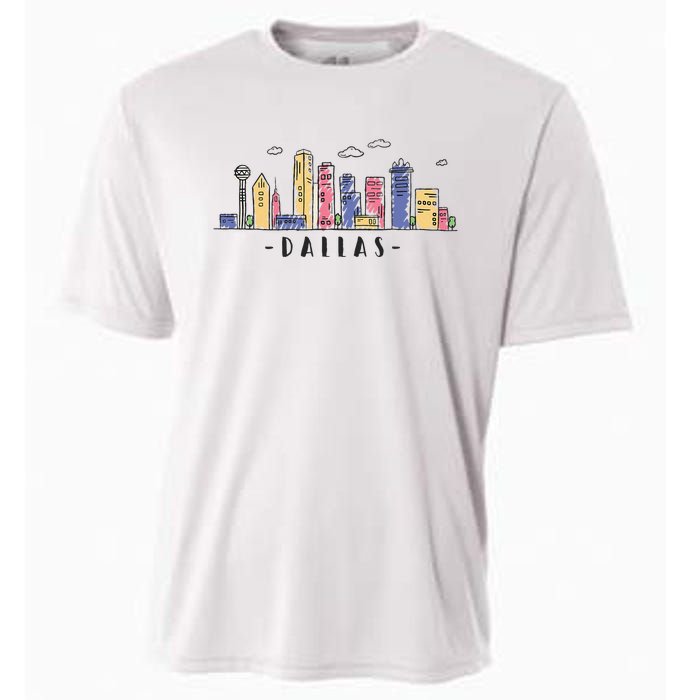 Dallas Texas Skyline Vintage Dallas Tx Cooling Performance Crew T-Shirt