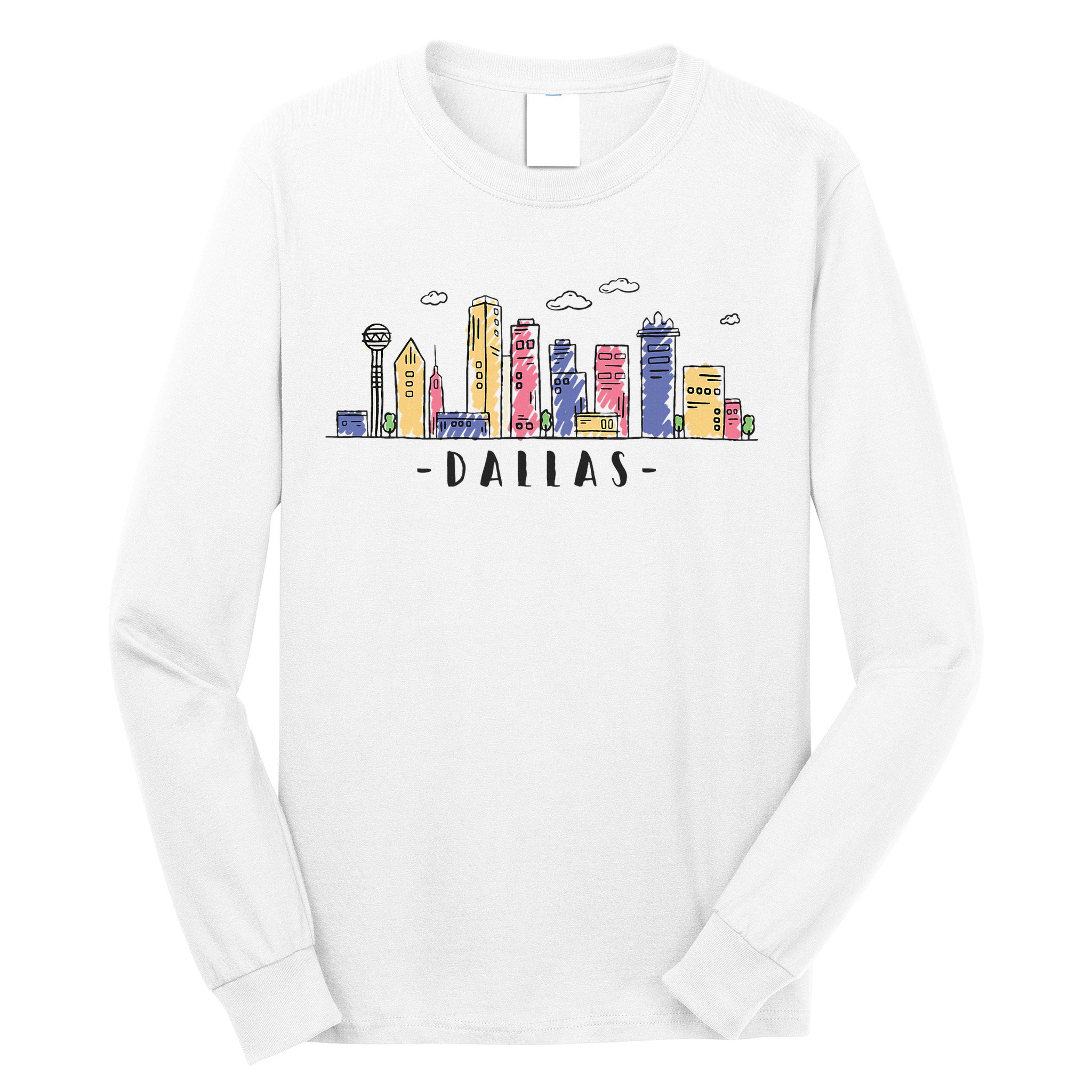 Dallas Texas Skyline Vintage Dallas Tx Long Sleeve Shirt