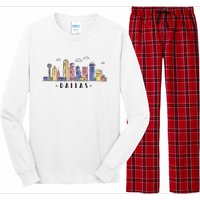 Dallas Texas Skyline Vintage Dallas Tx Long Sleeve Pajama Set