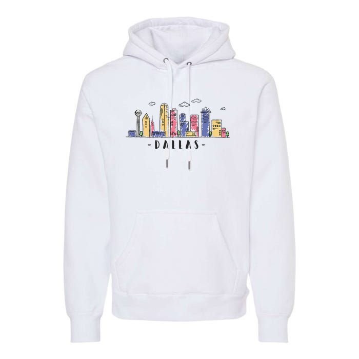 Dallas Texas Skyline Vintage Dallas Tx Premium Hoodie