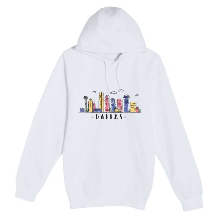 Dallas Texas Skyline Vintage Dallas Tx Premium Pullover Hoodie