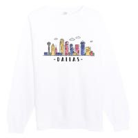 Dallas Texas Skyline Vintage Dallas Tx Premium Crewneck Sweatshirt