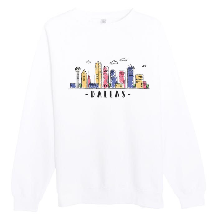 Dallas Texas Skyline Vintage Dallas Tx Premium Crewneck Sweatshirt