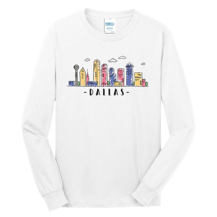 Dallas Texas Skyline Vintage Dallas Tx Tall Long Sleeve T-Shirt