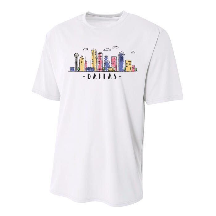 Dallas Texas Skyline Vintage Dallas Tx Performance Sprint T-Shirt