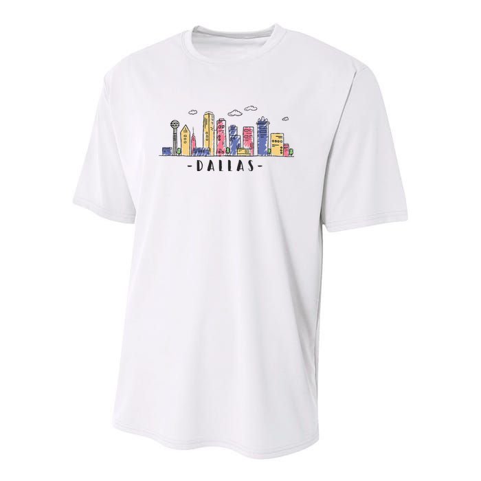 Dallas Texas Skyline Vintage Dallas Tx Youth Performance Sprint T-Shirt