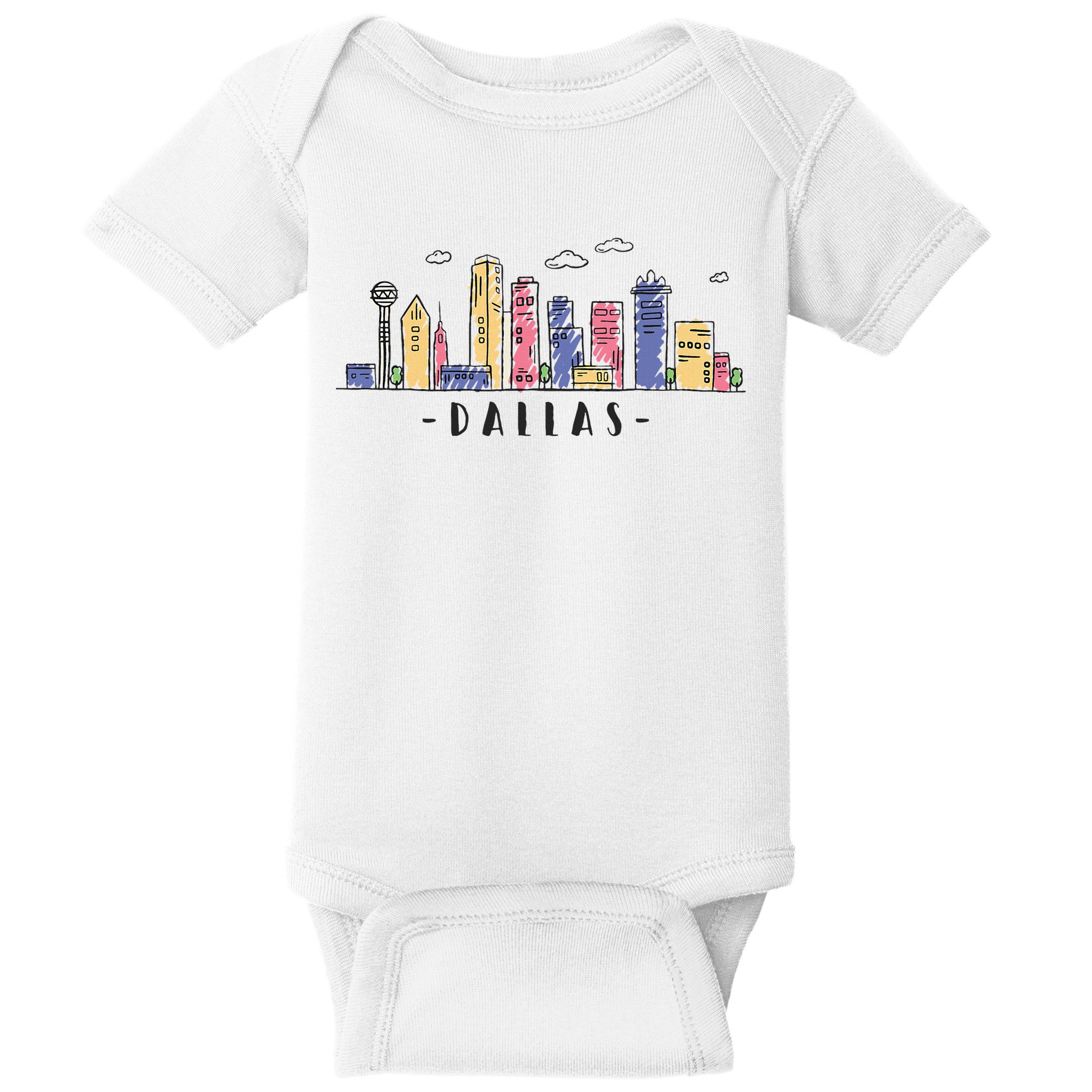 Dallas Texas Skyline Vintage Dallas Tx Baby Bodysuit