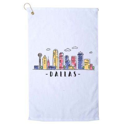 Dallas Texas Skyline Vintage Dallas Tx Golf Towel