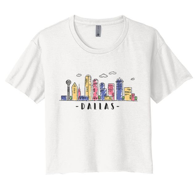 Dallas Texas Skyline Vintage Dallas Tx Crop Top