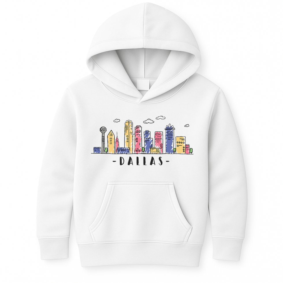 Dallas Texas Skyline Vintage Dallas Tx Kids Hoodie