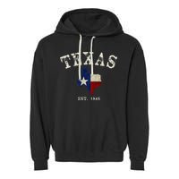 Distressed Texas State Flag Map Garment-Dyed Fleece Hoodie
