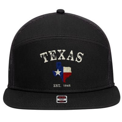 Distressed Texas State Flag Map 7 Panel Mesh Trucker Snapback Hat