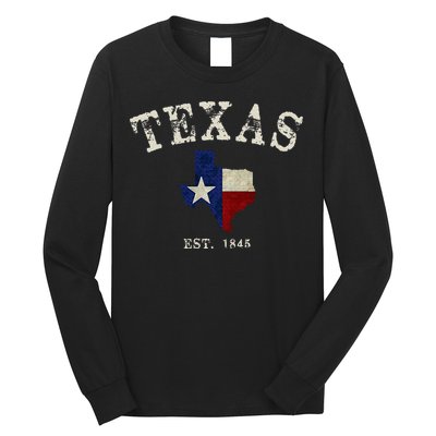 Distressed Texas State Flag Map Long Sleeve Shirt