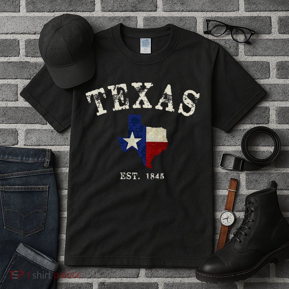 Distressed Texas State Flag Map Tall T-Shirt